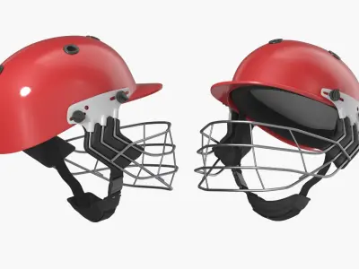  Cricket Headgear with Metal Face Cage Red 