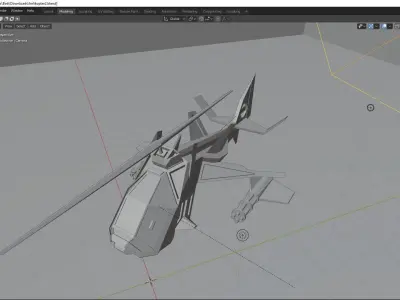 Futuristic Helicopter Low-poly 3D model
