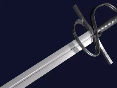 Caroling sword with Flamberge handle Low-poly 3D model