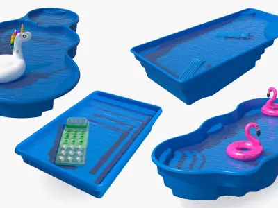 Swimming Pools with Inflatable Pool Floats Collection 2 3D model