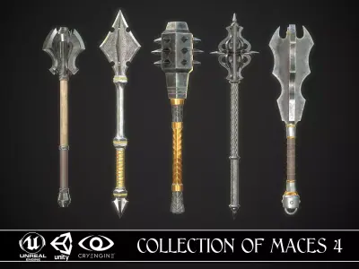 Collection of Maces 4 3D Model Pack