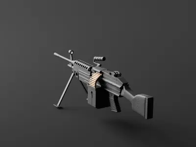 Machine Rifle Low-poly 3D model