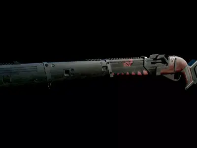 High Powered Sci-Fi Shotgun  Low-poly 3D model