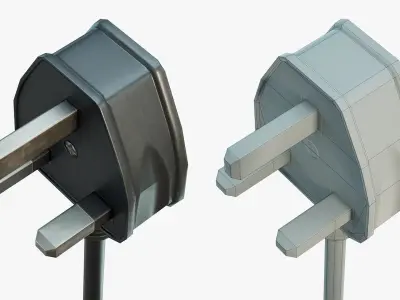 Electrical Plug Type G Low-poly 3D model