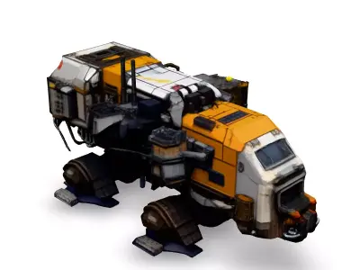 SciFi Industrial Mining Vehicle Rigged Low-poly 3D model
