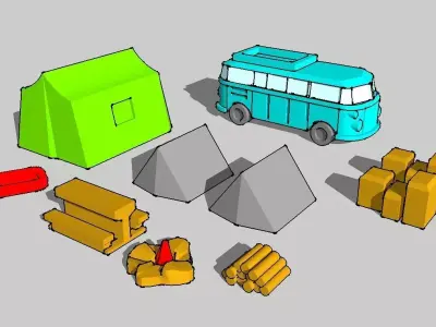  Campground  Bus Tent Table Boat by Outland Models 3D Printable 3D print model