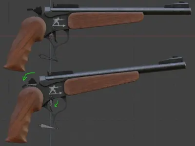 Cannon Pistol Low-poly 3D model