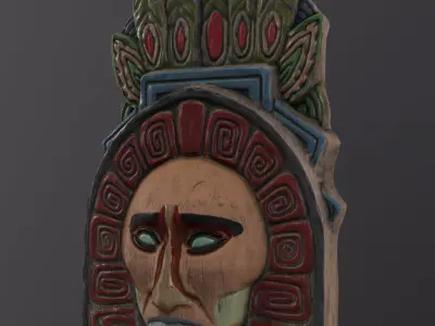Totem indian mask Low-poly 3D model
