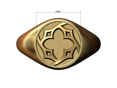 Gothic ornament signet ring 3D print model