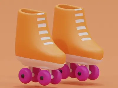 Cartoon Quad Roller Skates 3D model