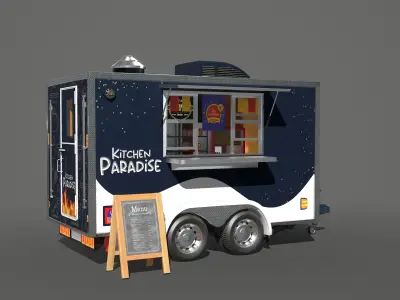 Food Trailer Truck Low-poly 3D model