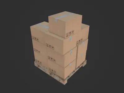 Pallet with Boxes Low-poly 3D model