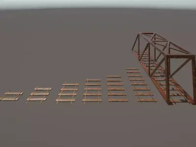 Train Track Kit Low-poly 3D model