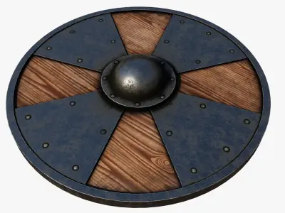 Wooden shield Low-poly 3D model 5