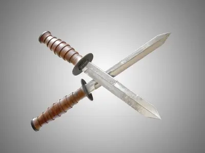 Knife two swords Low-poly 3D model