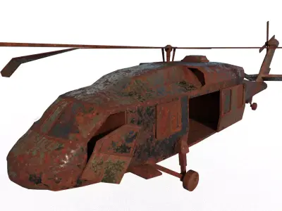 Old Abandoned Wrecked Rusted Bell CH-146 Griffon Chopper Vehicle 3D model