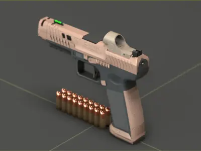 Canik TTI-Combat with Pelican Case Low-poly 3D model