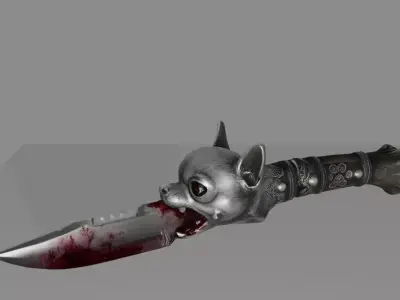 Chihuahua Head Survival Knife 3D Model DVL 3D Studio Low-poly 3D model