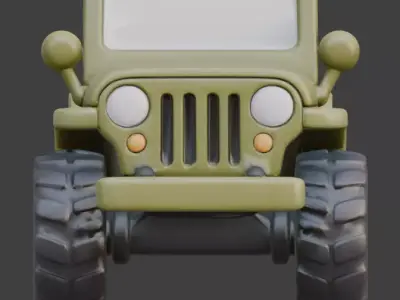 Stylized Chibi Military Jeep 3D Model Low-poly 3D model