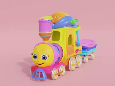 Cartoon Toy Train Low-poly 3D model