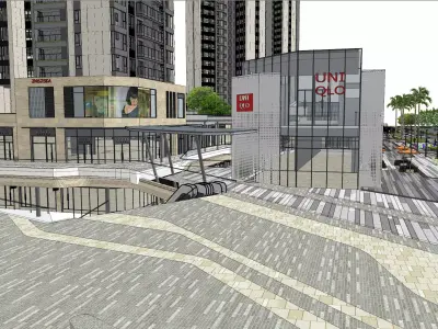 Modern commercial landscape 3D model purchase