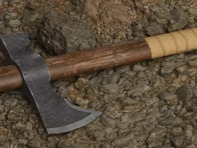Realistic Low Poly Axe Low-poly 3D model