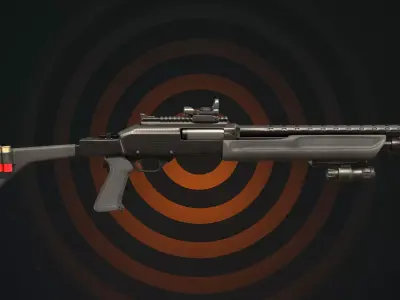 Rigged Tactical Breacher Shotgun Carbon Shadow 3D model