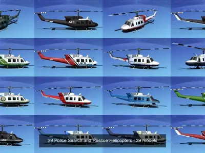 39 Police Search and Rescue Helicopters 3D Model Pack