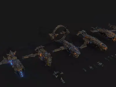Spacecraft Pack Low-poly 3D model