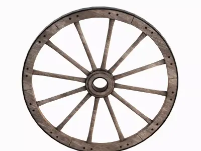 Vintage Wood Wheel 02 Low-poly 3D model