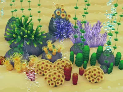 Coral Forest - Seaweed Valley Low-poly 3D model