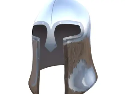 Low Poly Medieval Great Helm Knight Helmet PBR 3D Model Low-poly 3D model