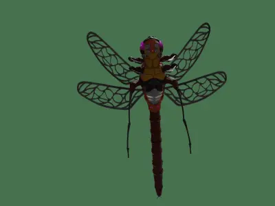 Cyber dragonfly robot Low-poly 3D model