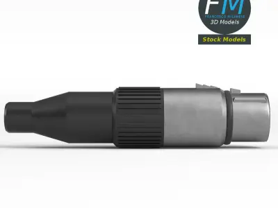 Female XLR audio connector 3D model