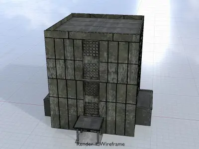 Old military barrack version 1 ruin 9 Low-poly 3D model