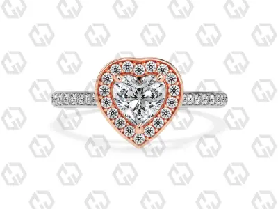 Ring 194 Heart Shape Cathedral Halo pave set with Gems 3D print model
