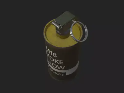 M18 Smoke Grenade  PBR Low-poly and High-poly 3D model Low-poly 3D model