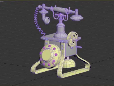 Antique Telephone Low-poly 3D model purchase