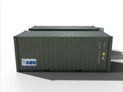 20ft Cargo Container Green Military Low-poly 3D model
