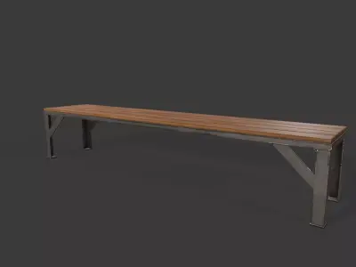 Flat Bench Low-poly 3D model