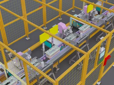 Semi automated welding production line 3D model