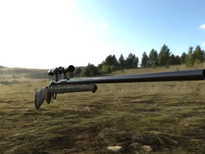 Sniper gun with barrel Low-poly 3D model