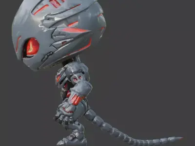 Stylized Chibi Alien Robot 3D Model Low-poly 3D model