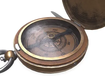 Old Vintage Pocket Compass Low-poly PBR Low-poly 3D model