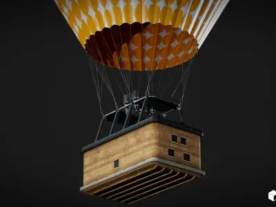 Hot Air Balloon Low-poly 3D model 13