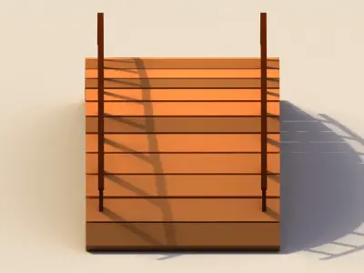 Low Poly Wooden Bridge Low-poly 3D model