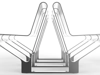 Waiting Room Seat V1 Double 3 Seats 3D model