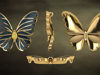 butterfly pendant Enamel 3D print model