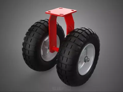 PAIR SET HEAVY DUTY DUAL 2 SWIVEL RIGID FIXED CASTER WHEEL TIRE 3D model