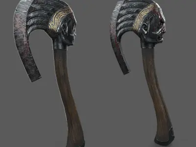 Battle Axe Low-poly 3D model 41